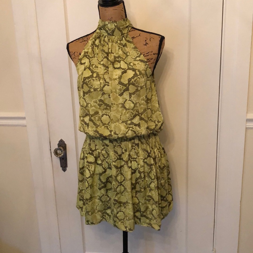 Do + Be snake print pleated halter dress